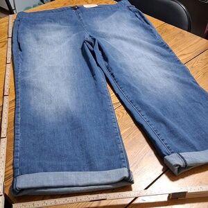 NYDJ Jeans NEW Womens 20W BLUE Pull On WIDE LEGS CMAELE NEW Pants Denim